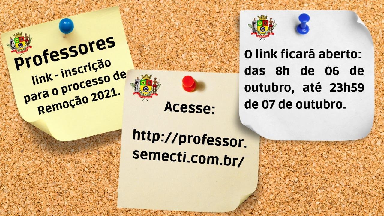 Link para inscrição para o processo de Remoção 2021 - Professores
