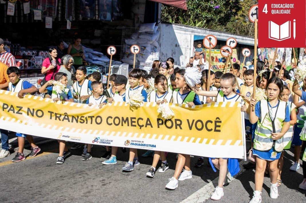 Maio Amarelo: Itaquá realiza caminhada de conscientização e prevenção aos acidentes de trânsito